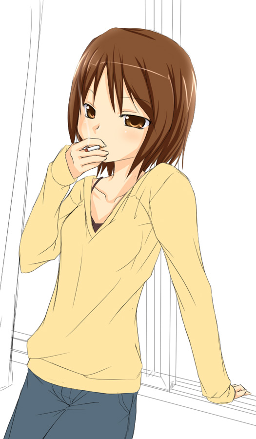 brown_hair, buresu, cigarette, short_hair, smoking