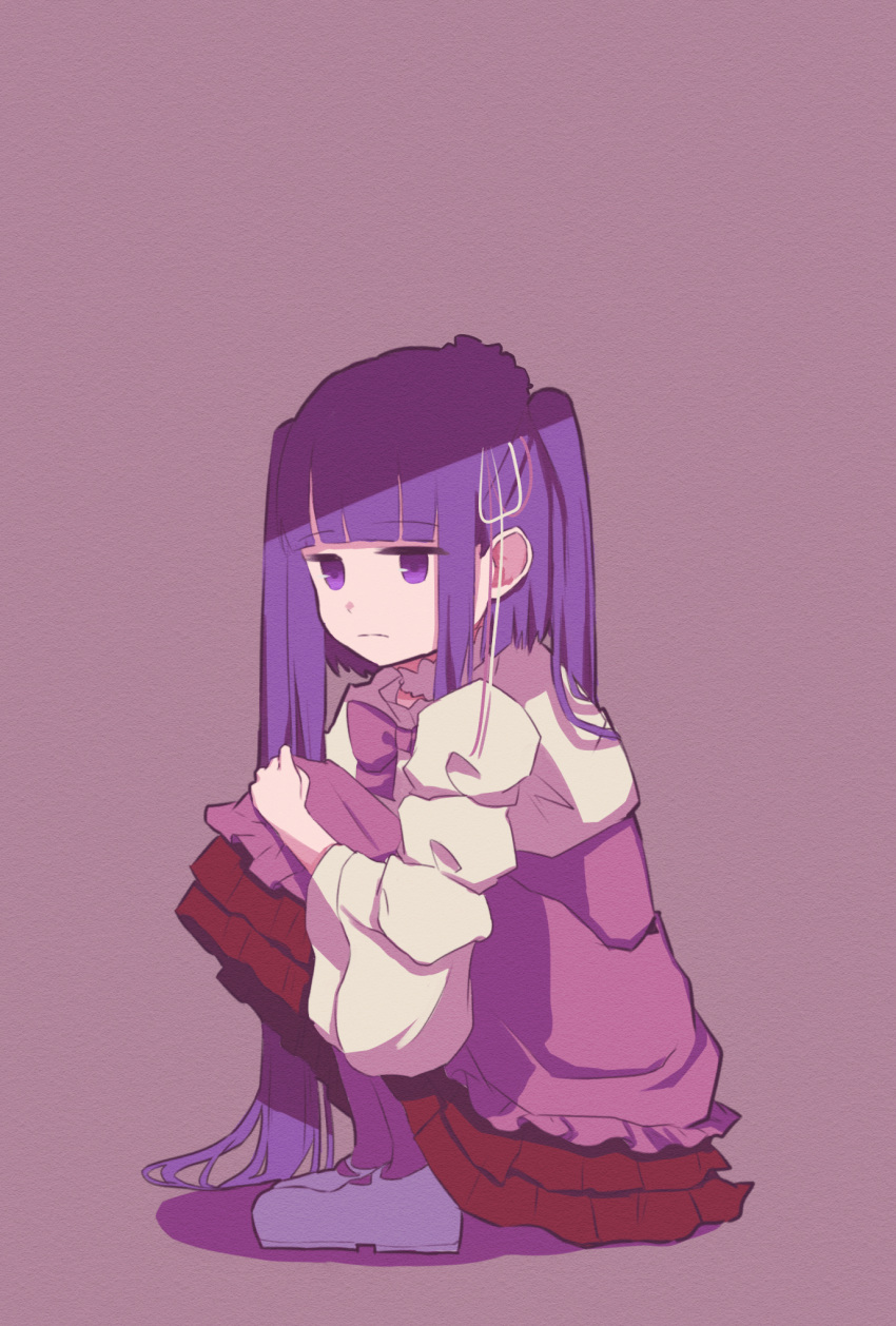 1girl, :|, blue_hair, choker, closed_mouth, colored_shadow, dress, expressionless