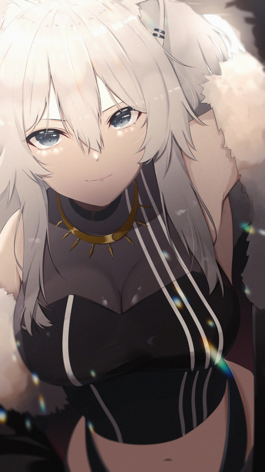 1girl, absurdres, breasts, eye_contact, highres, hololive, jacket, long_hair