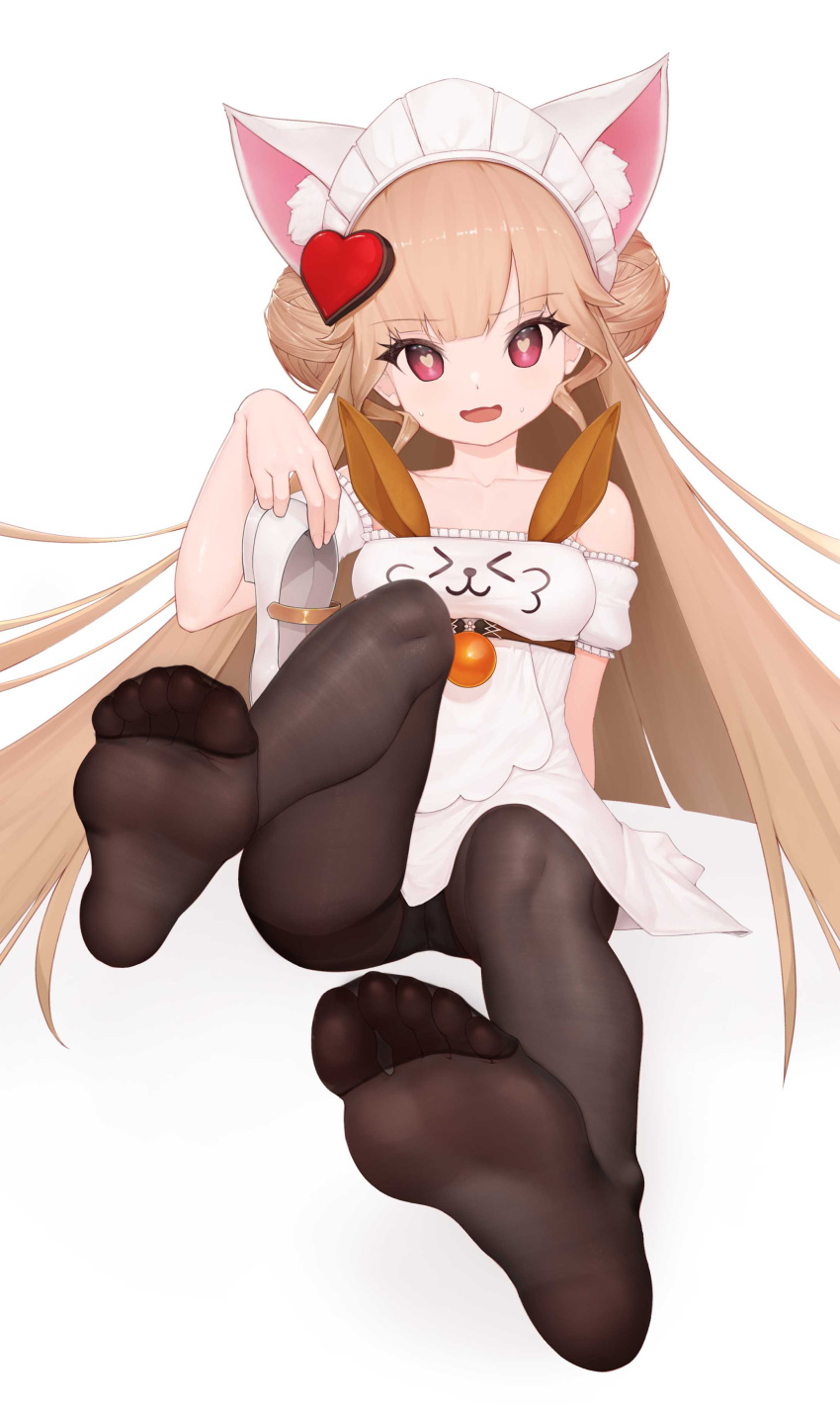 1girl, absurdres, animal_ears, black_legwear, blonde_hair, cat_ears, character_request, copyright_request