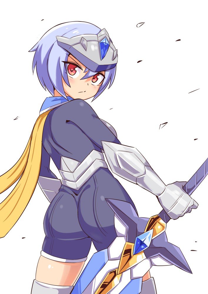 1girl, ass, breasts, character_request, closed_mouth, cougar_(cougar1404), gloves, looking_at_viewer