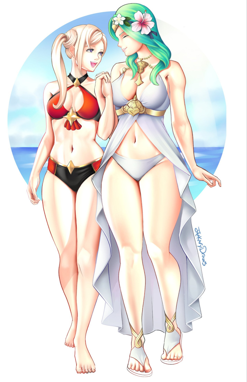 2girls, artist_name, bikini, cute, edelgard_von_hresvelg, fire_emblem, fire_emblem:_three_houses, fire_emblem:_three_houses