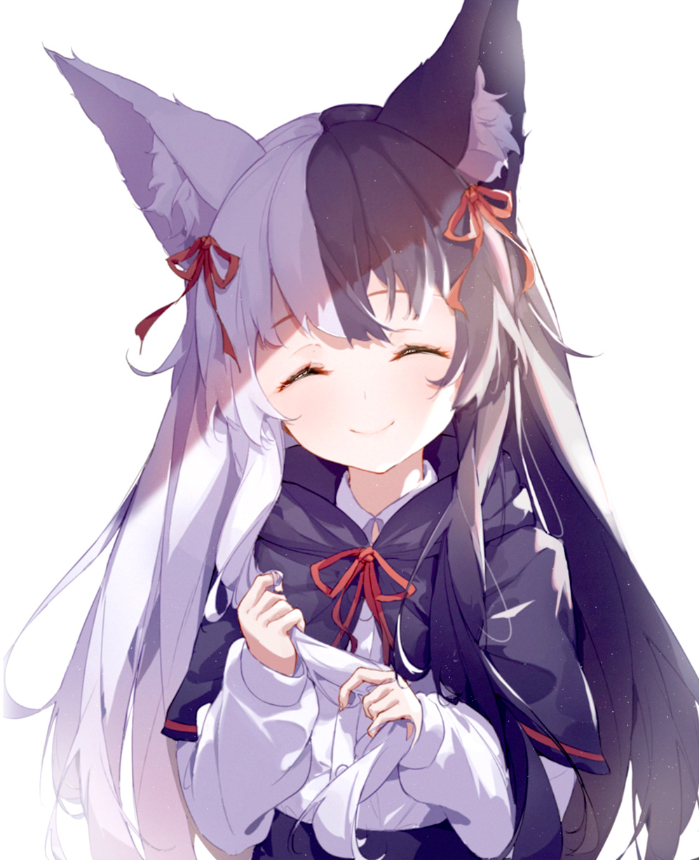 1girl, alice_mana, alice_mana_channel, animal_ear_fluff, animal_ears, bangs, black_hair, capelet