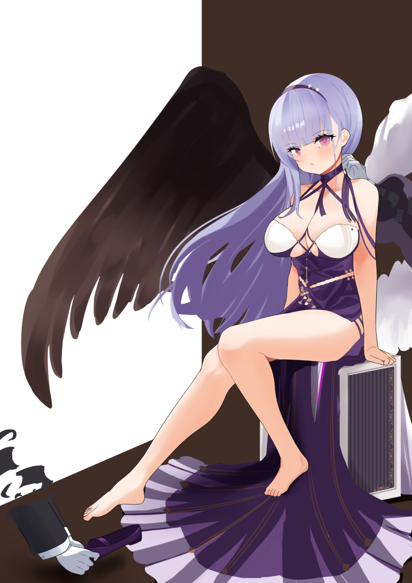 1girl, azur_lane, bangs, bare_shoulders, barefoot, blush, breasts, closed_mouth
