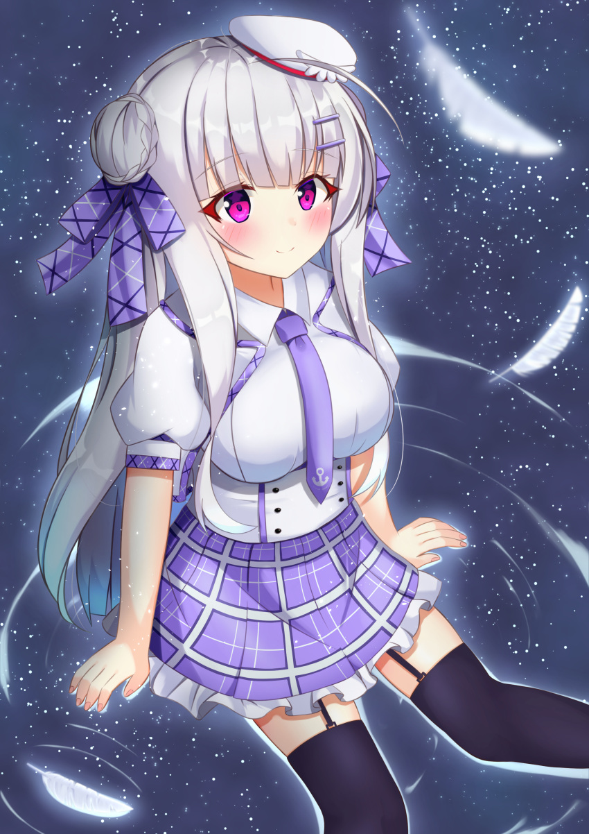 1girl, absurdres, aihara_kazushi, azur_lane, beret, black_legwear, blouse, blush