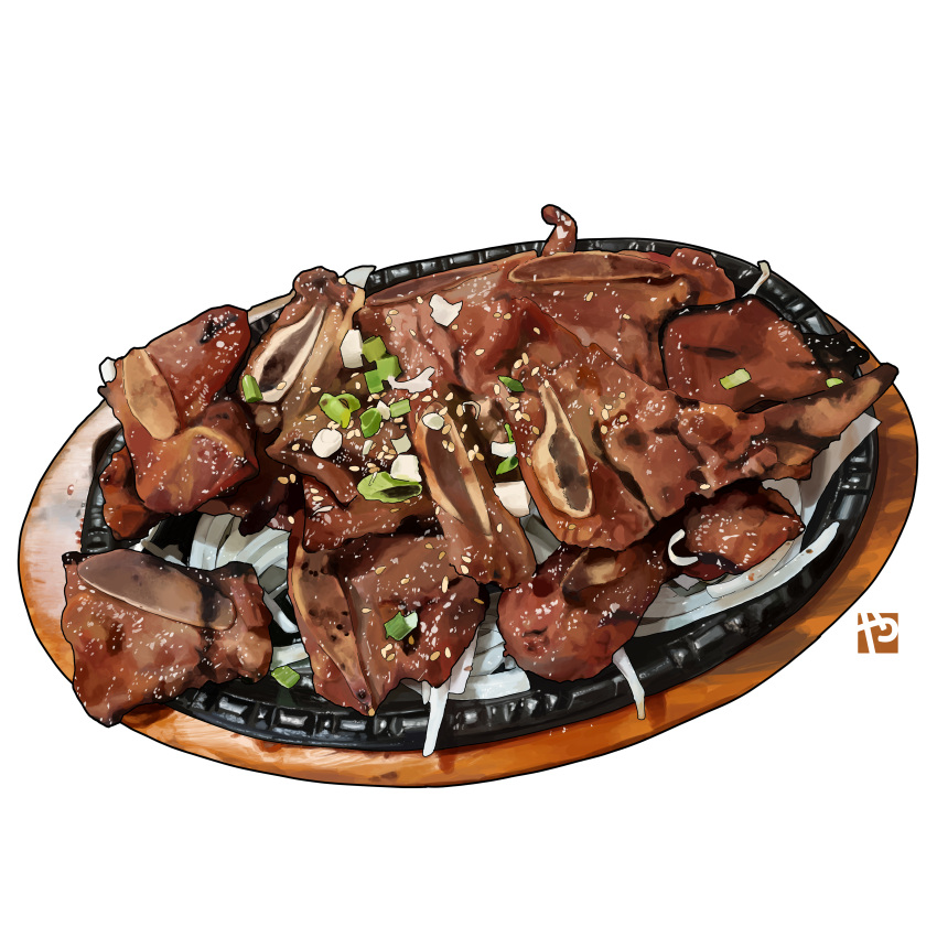 absurdres, beef, boned_meat, food, food_focus, garnish, highres, hotplate