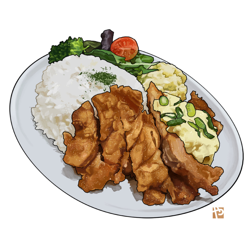 bird, chicken, chicken_(food), food, food_focus, fried_chicken, leaf, mashed_potatoes