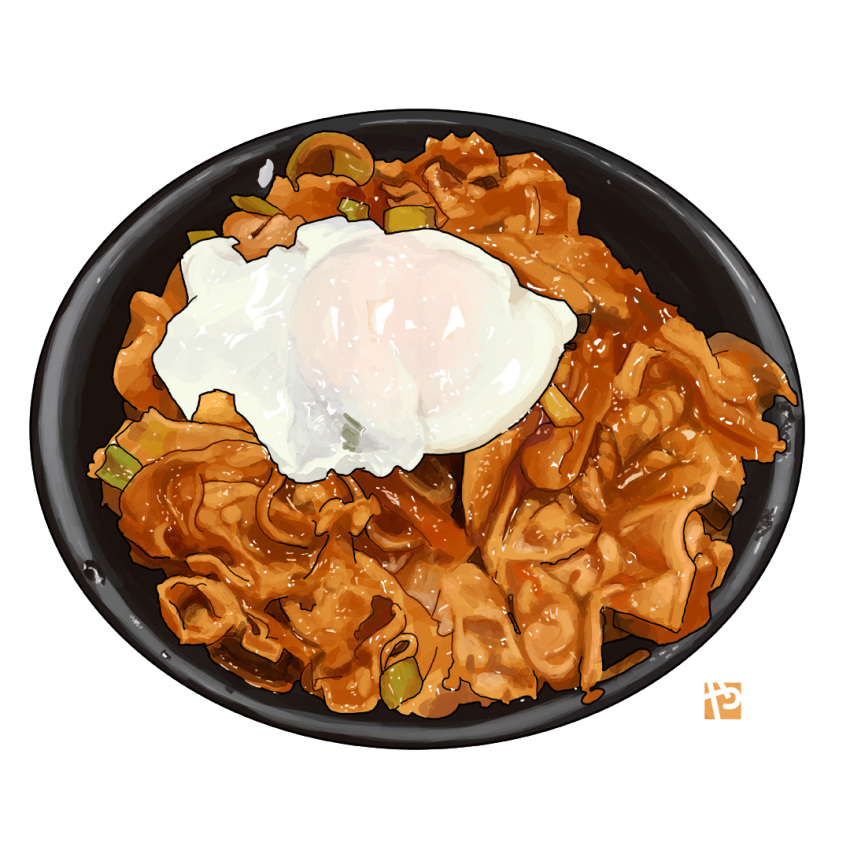 bowl, donburi, egg, food, food_focus, hard, meat, no_humans