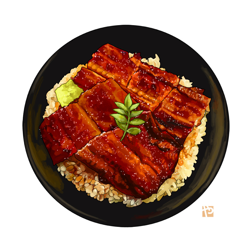 bowl, donburi, eel, fish, food, food_focus, garnish, grilled_eel