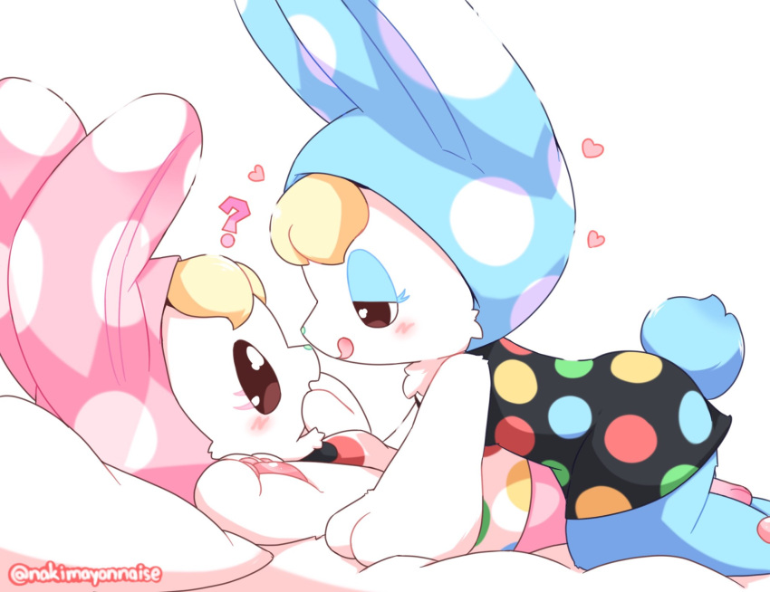 2girls, ?, all_fours, animal_crossing, animal_ears, animal_nose, artist_name, bangs