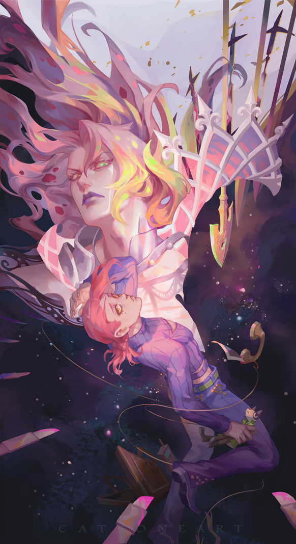 2boys, angry, arm_at_side, arm_up, arrow_(projectile), artist_name, belt, briefcase