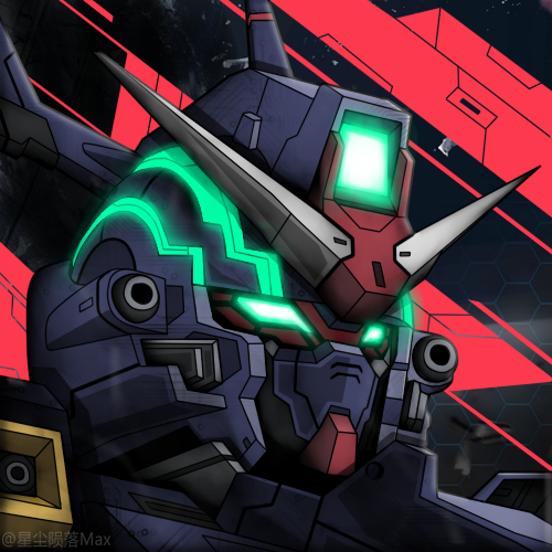 artist_name, chinese_commentary, close-up, glowing, glowing_eyes, green_eyes, gundam, looking_ahead