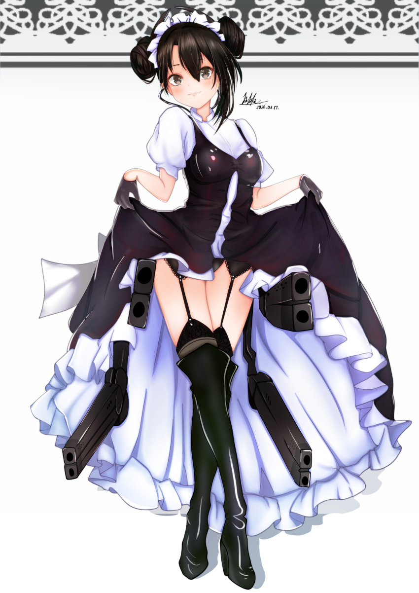1girl, agent_(girls_frontline), agent_(girls_frontline)_(cosplay), alternate_eye_color, alternate_hair_color, alternate_hairstyle, black_gloves, black_panties