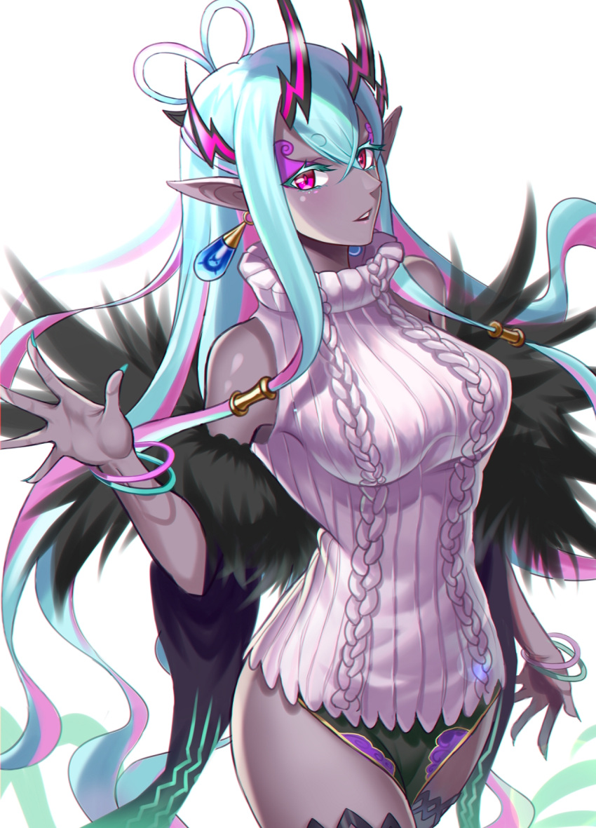 1girl, aqua_eyebrows, aqua_eyelashes, aqua_hair, bangs, bare_shoulders, black_jacket, black_skirt