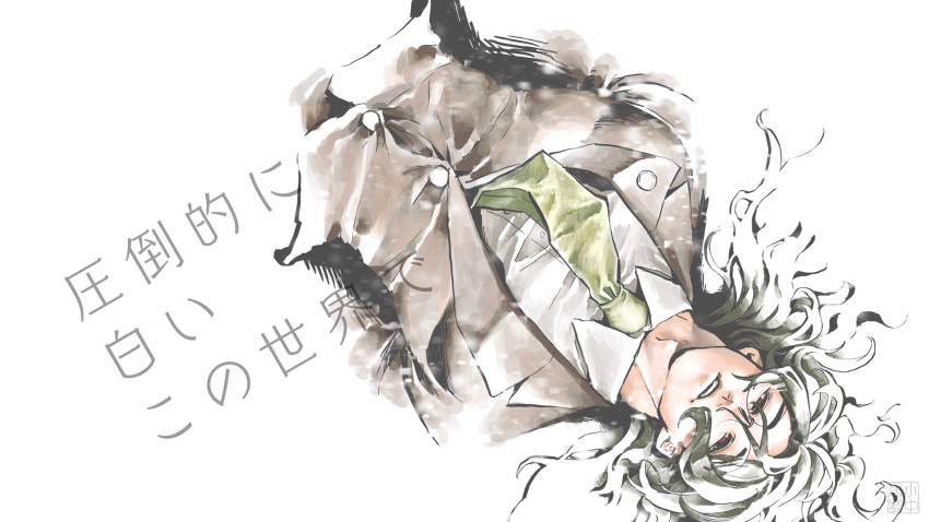 1boy, bangs, brown_jacket, collared_shirt, cropped_arms, cropped_torso, dangan_ronpa_(series), dangan_ronpa_v3:_killing_harmony