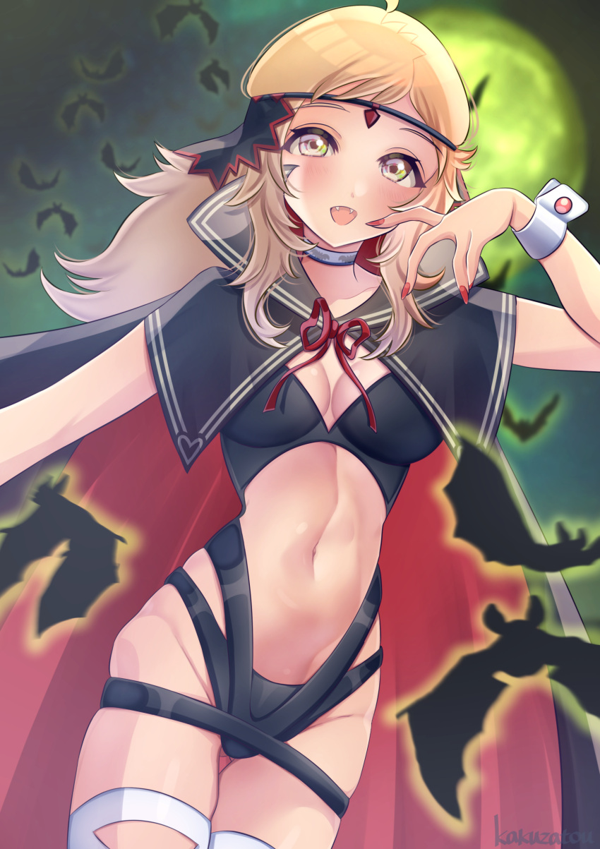 1girl, absurdres, ahoge, alternate_costume, bangs, bat, blonde_hair, commission