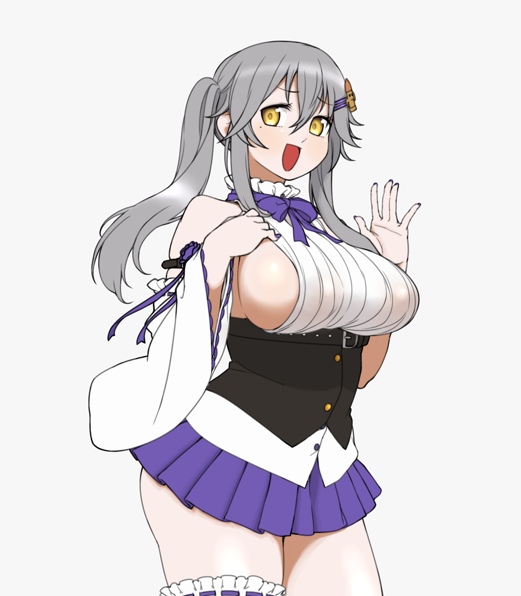 1girl, :d, animal_crossing, bare_shoulders, belt, belt_buckle, black_belt, bow