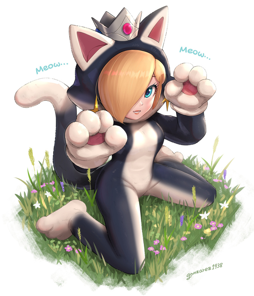 1girl, animal_costume, animal_ears, blonde_hair, blue_eyes, breasts, cat_costume, cat_ears