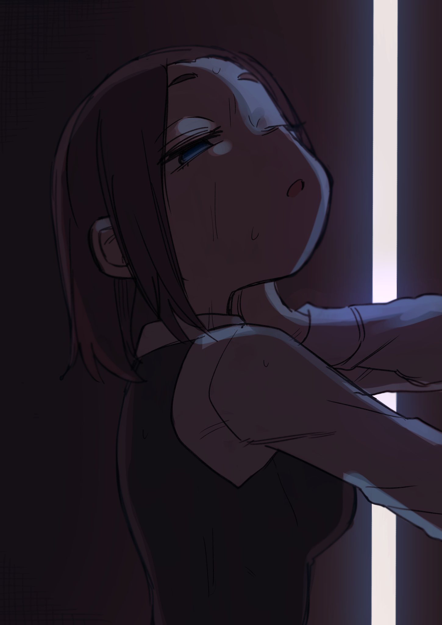 1girl, black_vest, blue_eyes, breasts, brown_hair, business_suit, collared_shirt, dark