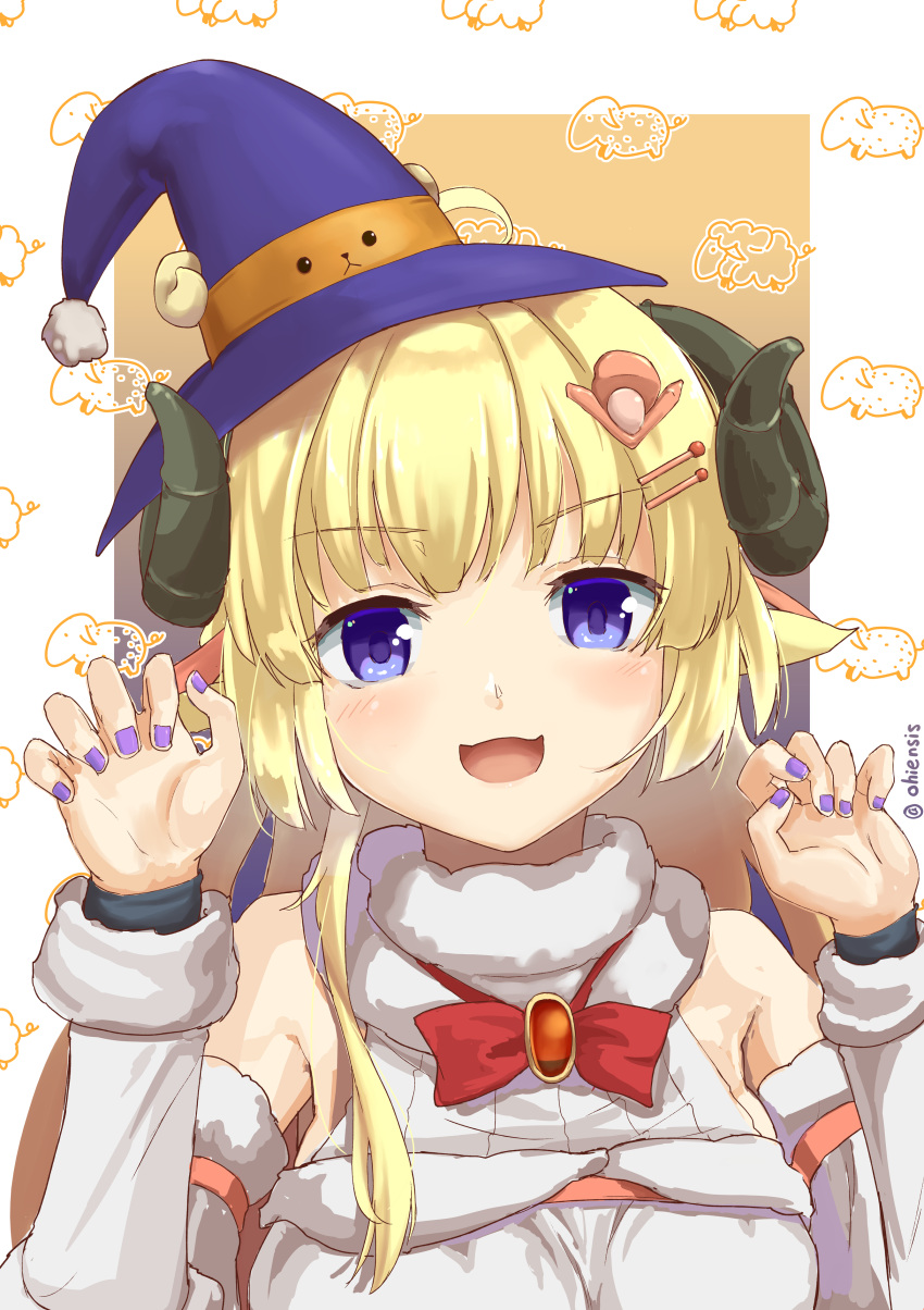 1girl, :d, absurdres, ahoge, animal_ear_fluff, animal_ears, bangs, bare_shoulders