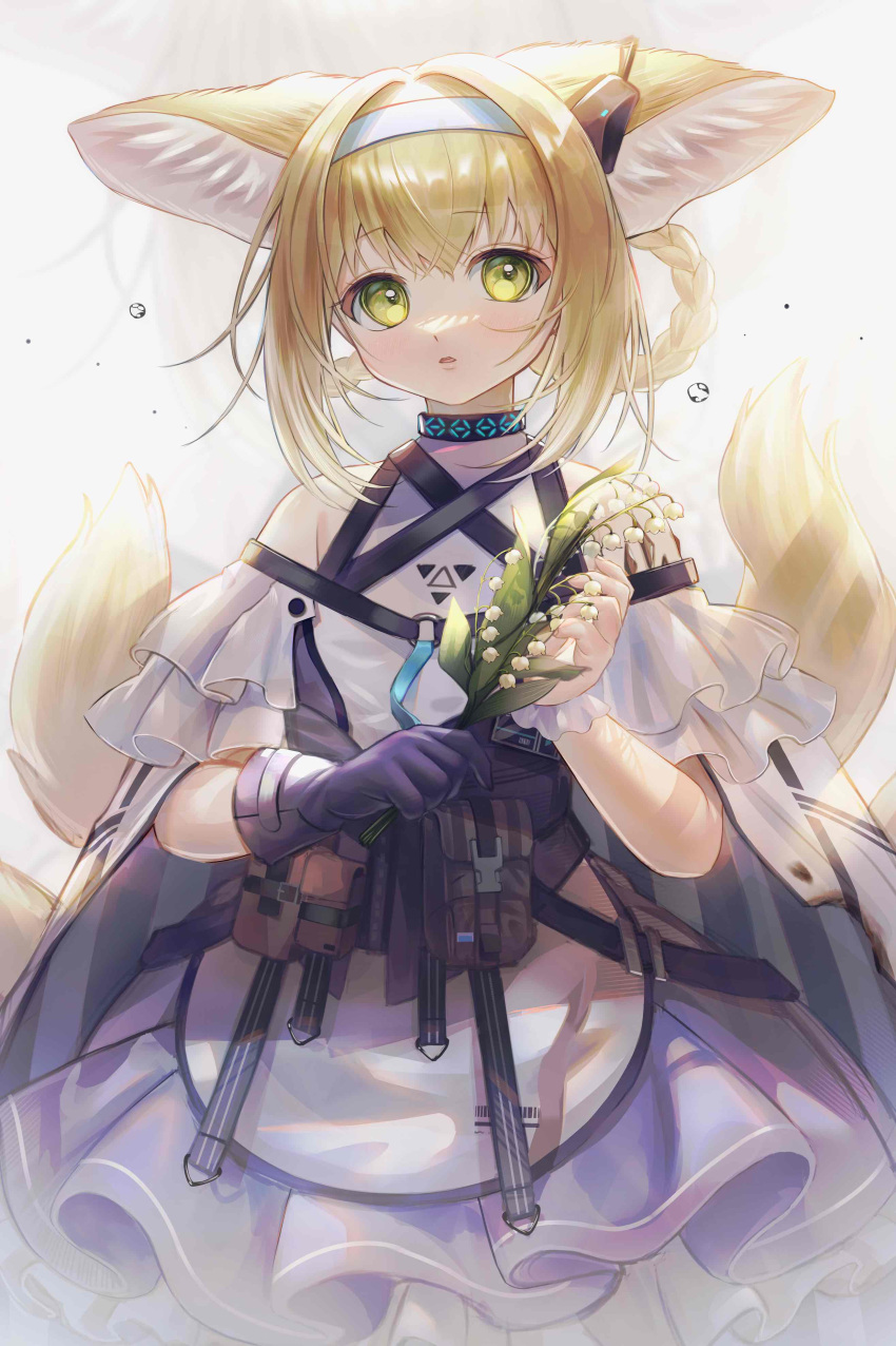 1girl, absurdres, animal_ear_fluff, animal_ears, apron, arknights, bangs, bare_shoulders