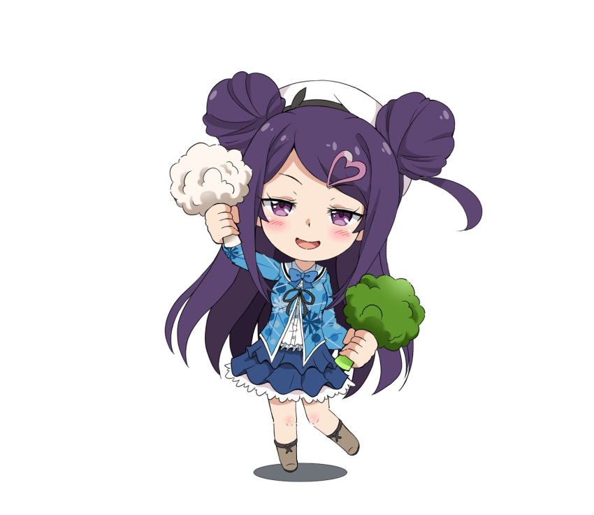 1girl, blue_bow, blue_neckwear, blush, bow, bowtie, breasts, broccoli