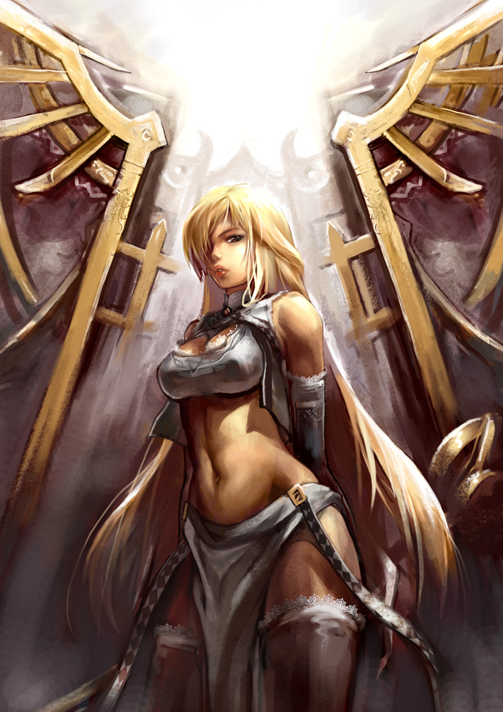 110_(pixiv), blonde_hair, dominic, hair_over_one_eye, lips, long_hair, original, solo