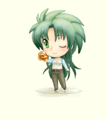 1girl, cosplay, green_hair, imageboard_colors, indiana_jones, indiana_jones_(cosplay), jochuu-san, lowres