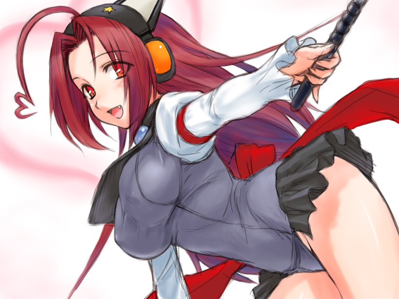 breasts, fang, idolmaster, miura_azusa, moetan, red_eyes, red_hair, redhead