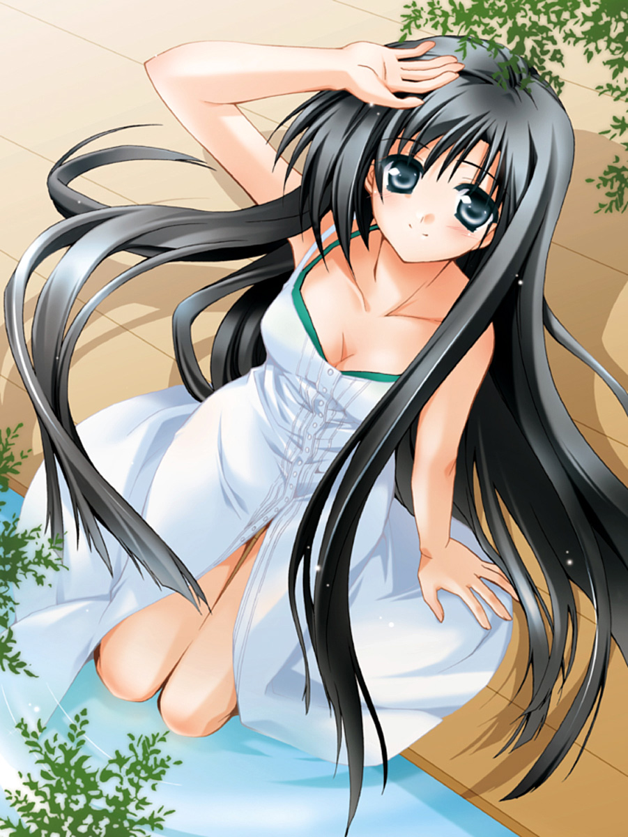 breasts, cleavage, crystal_dolls, dress, highres, long_hair, minase_(artist), minase_lin