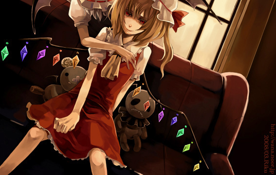 flandre_scarlet, hat, remilia_scarlet, riku_(artist), riku_(wana), siblings, sisters, touhou