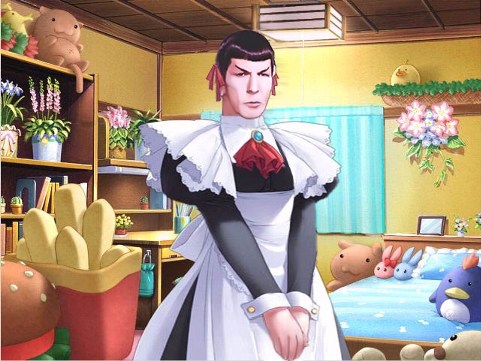 crossdressing, crossdressinging, flower, lowres, maid, moe, mr._spock, parody, photoshop, room, spock, star_trek, suigetsu, what