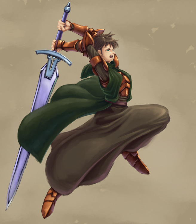 bad_id, brown_hair, cloak, final_fantasy, final_fantasy_tactics, green_eyes, knight, meliadoul_tengille