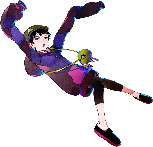 1girl, :o, airborne, black_footwear, black_hair, black_pants, digimon, digimon_survive