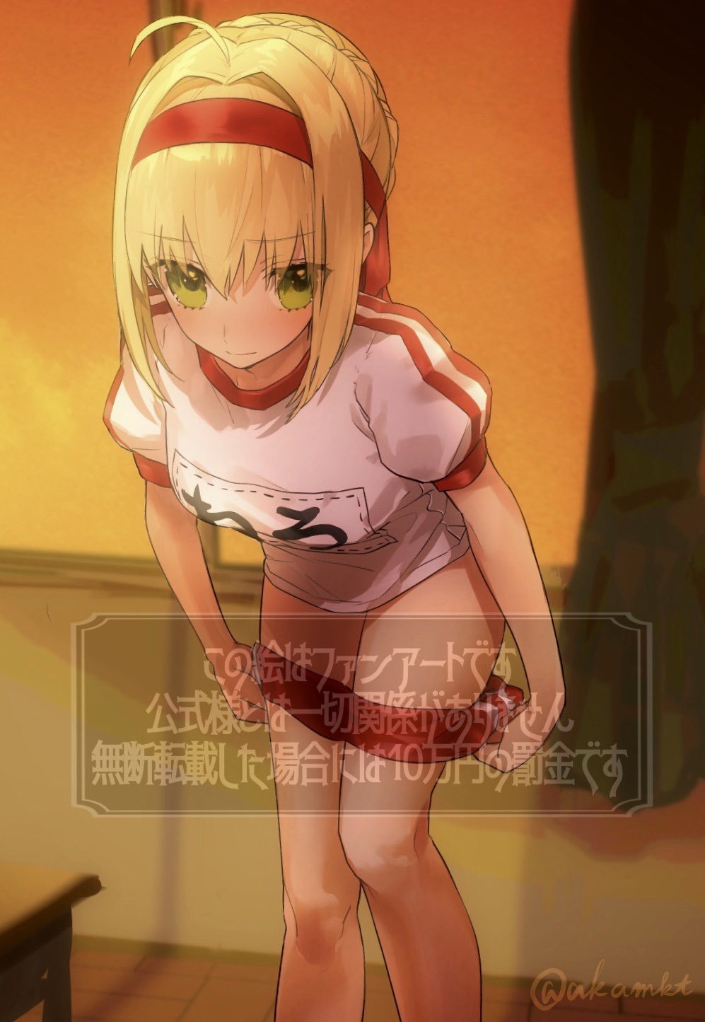 1girl, ahoge, akamakoto, bangs, blonde_hair, blush, braid, breasts