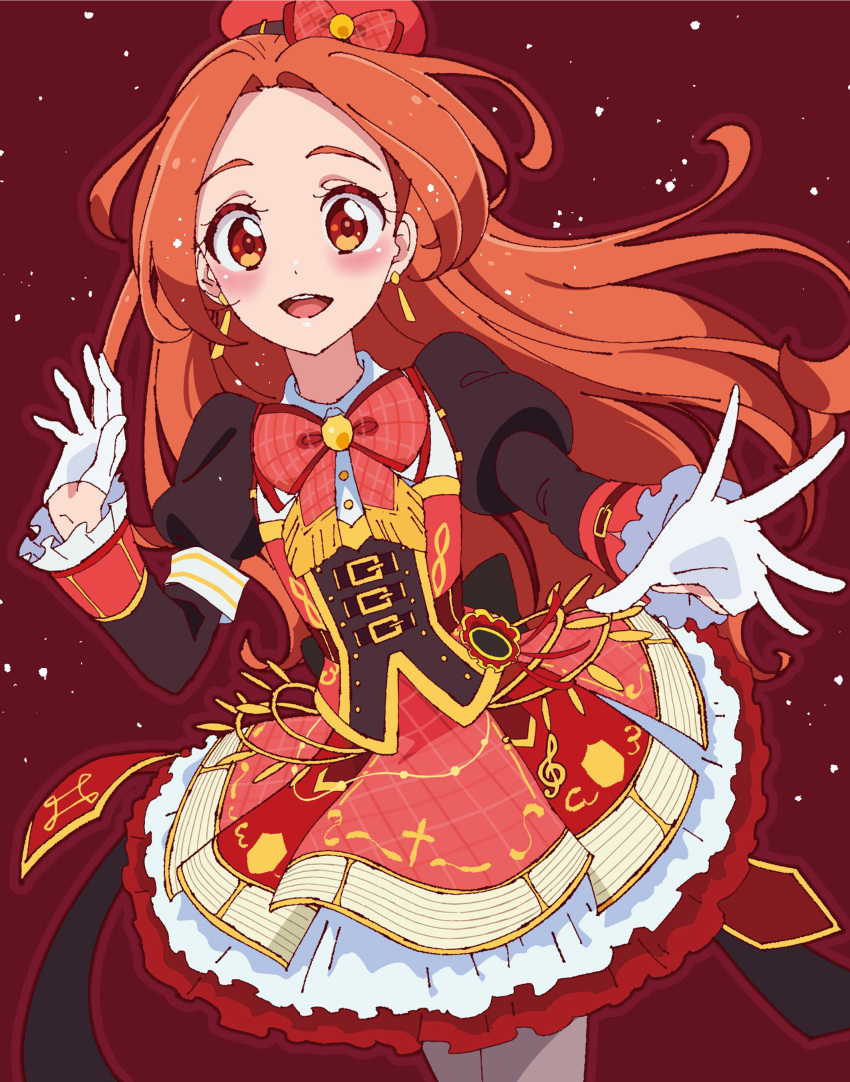 1girl, :d, absurdres, aikatsu!, aikatsu!_(series), aikatsu_on_parade!, bare_legs, beret