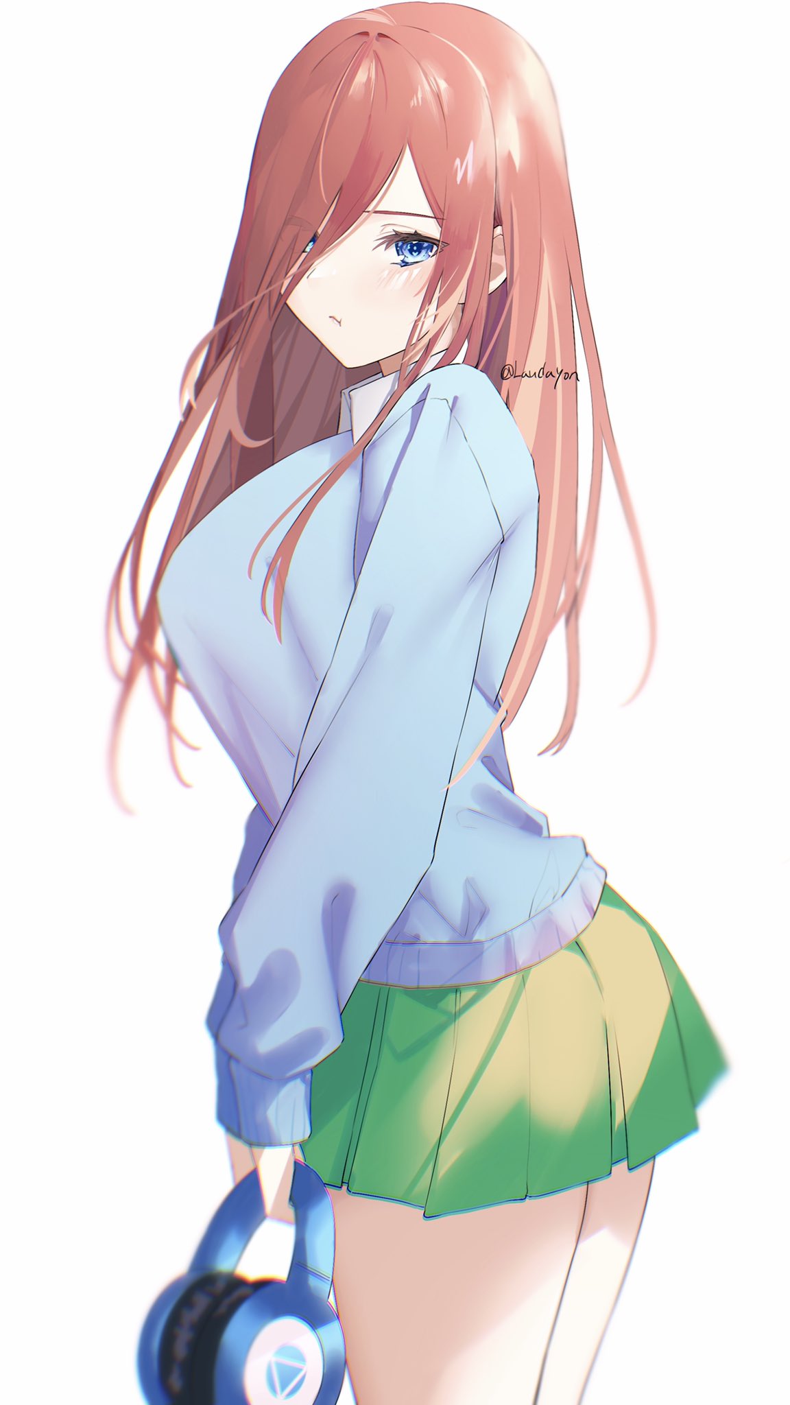 1girl, bangs, blue_cardigan, blue_eyes, blush, breasts, brown_hair, cardigan