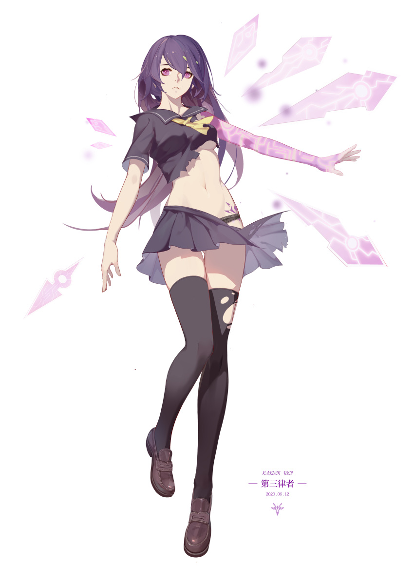 1girl, absurdres, benghuai_xueyuan, black_legwear, black_sailor_collar, black_serafuku, breasts, character_name