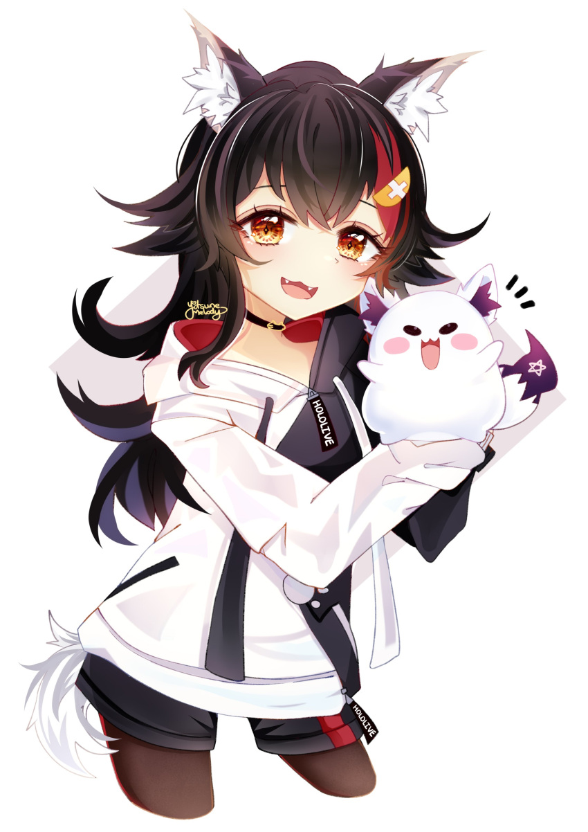 1girl, absurdres, animal_ear_fluff, animal_ears, bangs, black_choker, black_hair, black_hoodie