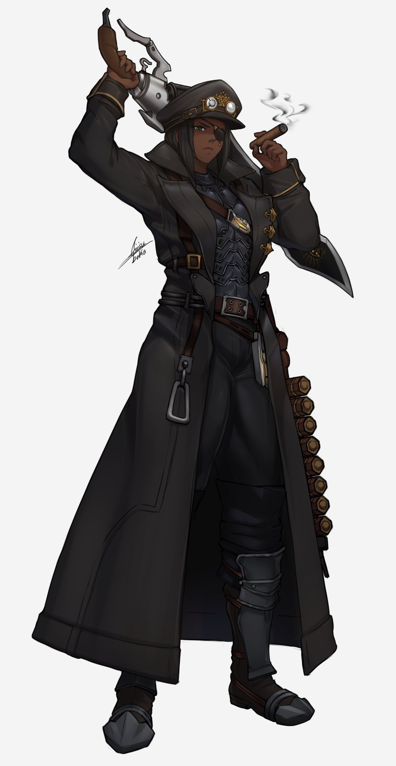 1girl, absurdres, airisubaka, armor, armored_boots, artist_name, belt, belt_buckle