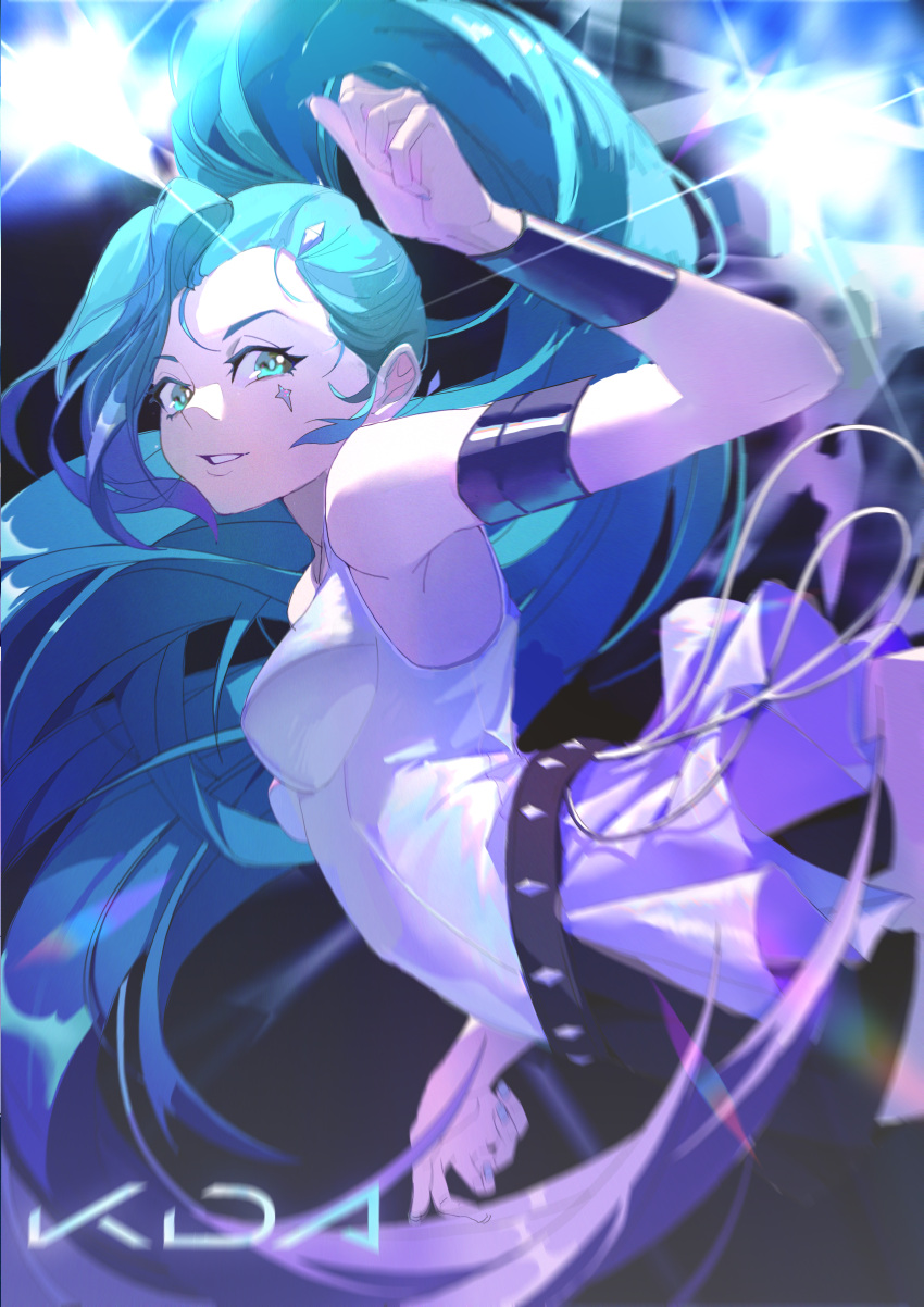 1girl, absurdres, blue_eyes, breasts, clothing_request, dingzi, facial_mark, highres