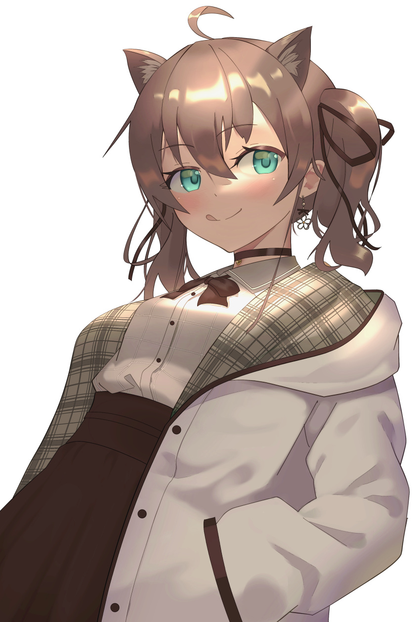 1girl, :q, absurdres, ahoge, animal_ears, bangs, blush, bow