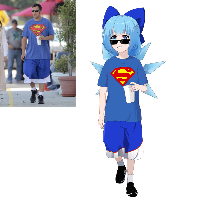 1boy, 1girl, absurdres, adam_sandler, adam_sandler_(cosplay), alternate_costume, bangs, black-framed_eyewear