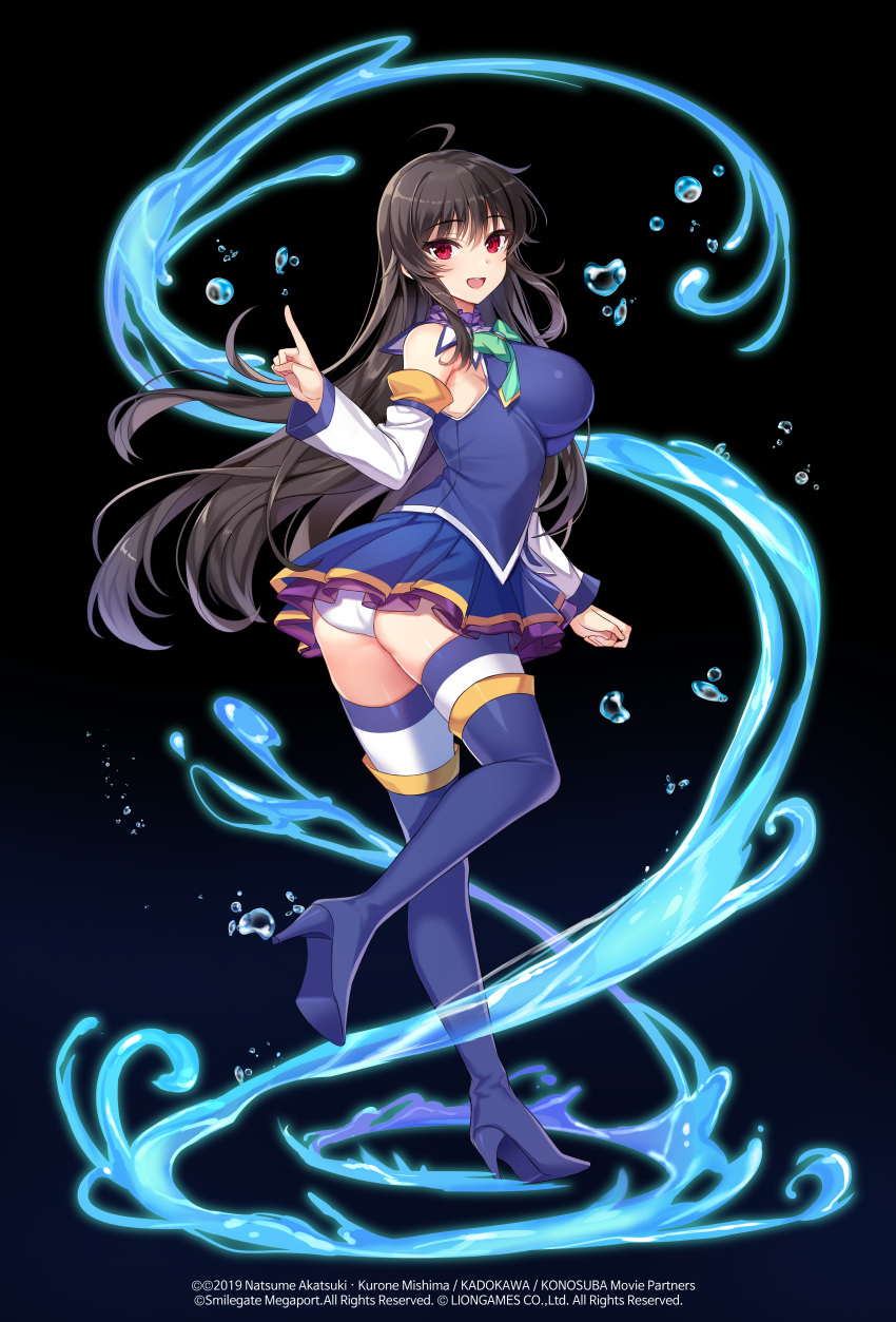 1girl, :d, absurdres, ahoge, aqua_(konosuba), aqua_(konosuba)_(cosplay), armpits, ass