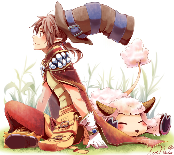 1boy, :3, amistr_(ragnarok_online), armor, bangs, blush, breastplate, brown_cape