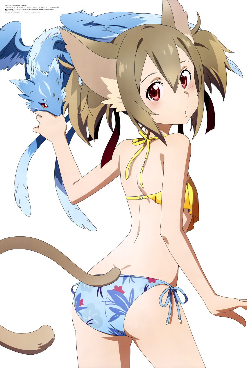 1girl, :o, absurdres, animal_ears, aqua_inc., ass, bangs, bare_shoulders