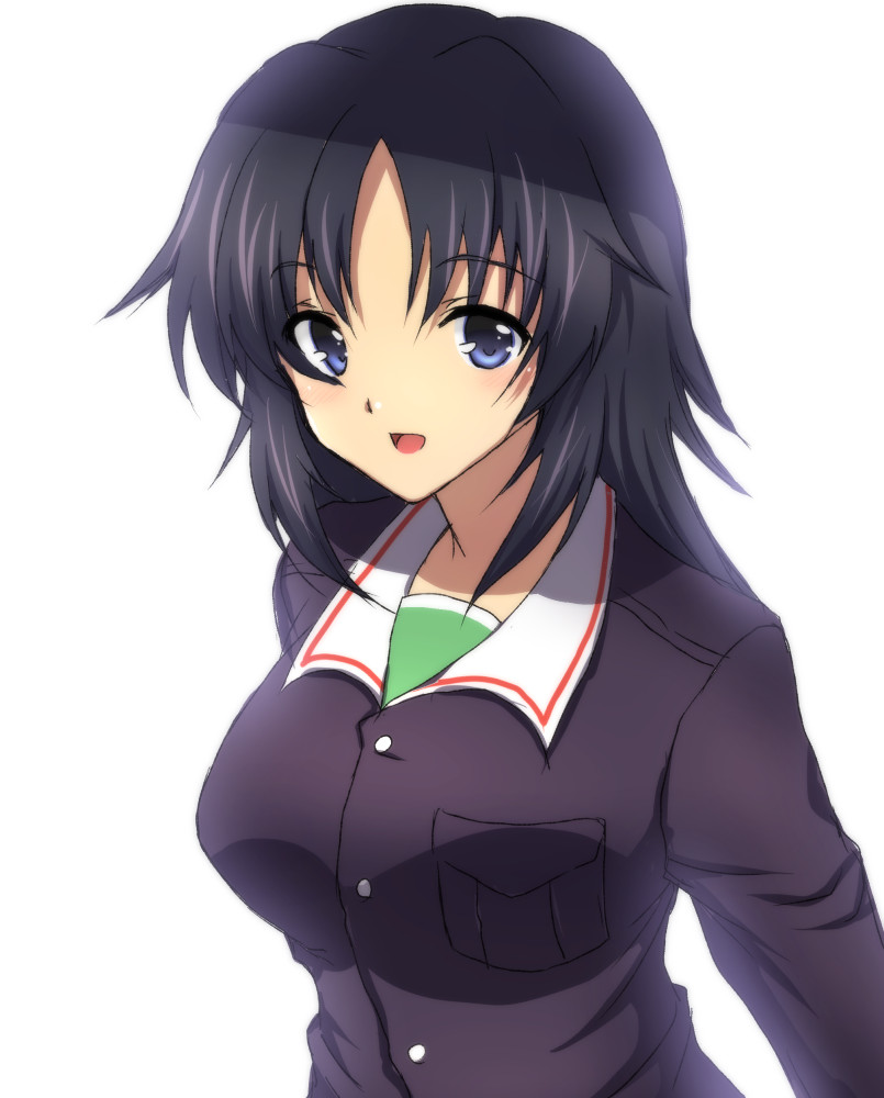 1girl, bad_id, bad_twitter_id, bangs, black_hair, blue_eyes, blue_jacket, commentary