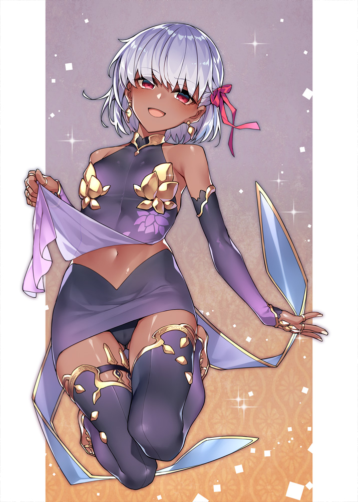 1girl, :d, armpits, bangs, bare_shoulders, bow, breasts, detached_sleeves