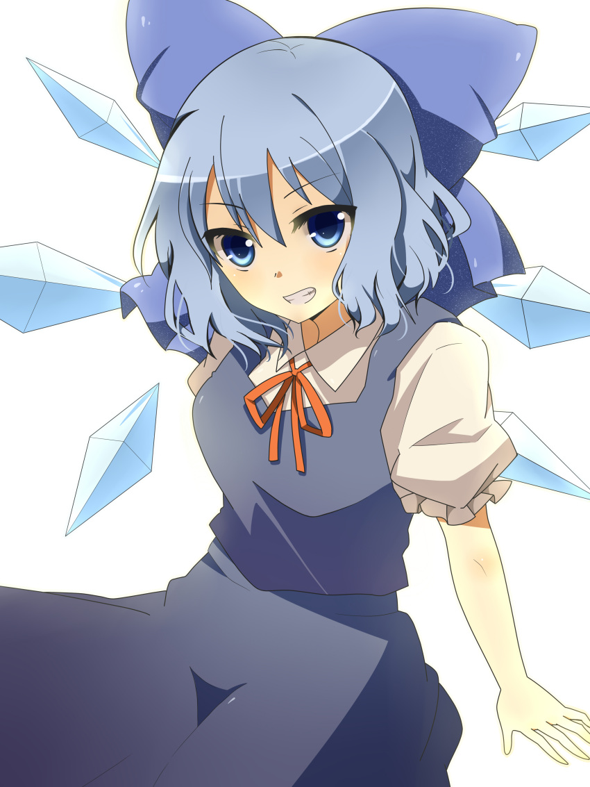 bad_id, blue_eyes, blue_hair, cirno, furumun, highres, ice, short_hair