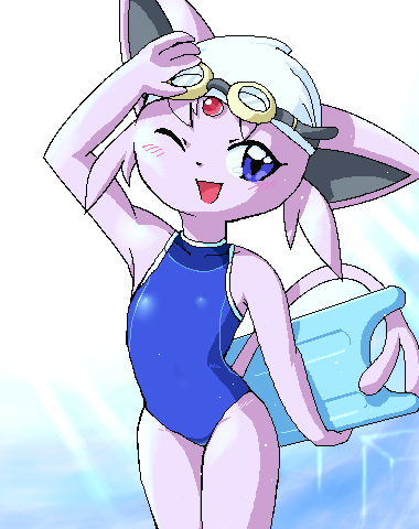 animal_ears, blush, furry, g-sun, pokemon, smile, swimsuit, tail